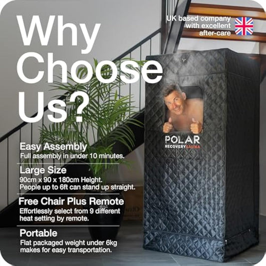 Polar Recovery Award-Winning Sauna by Polar Recovery (6FT) - Premium Portable Steam Sauna for Recovery/Sauna Pod for Home Steam Sauna